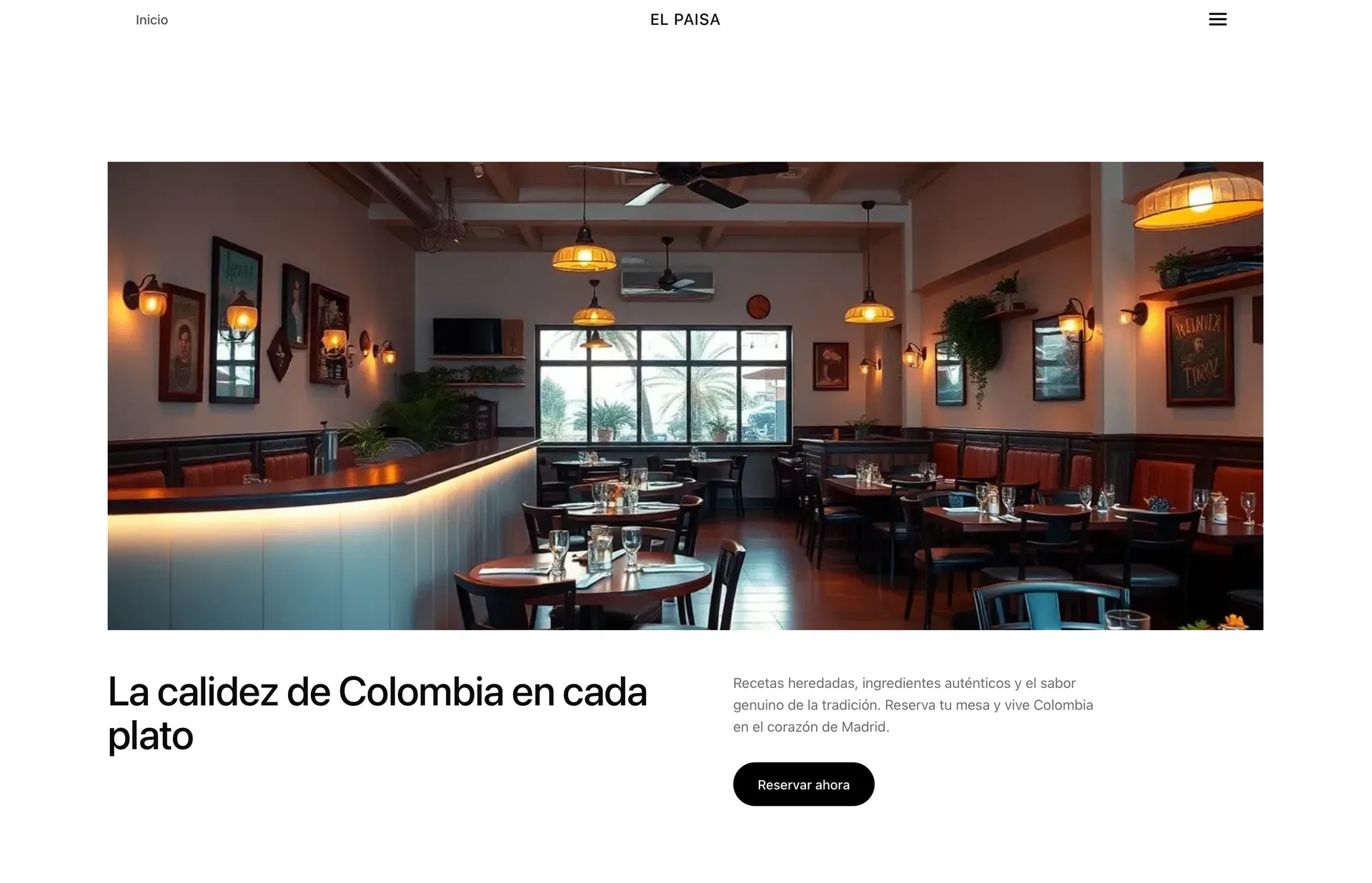 Restaurante comida colombiana foto de sitio web
